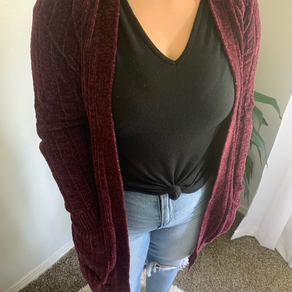 Cozy burgundy chenille sweater